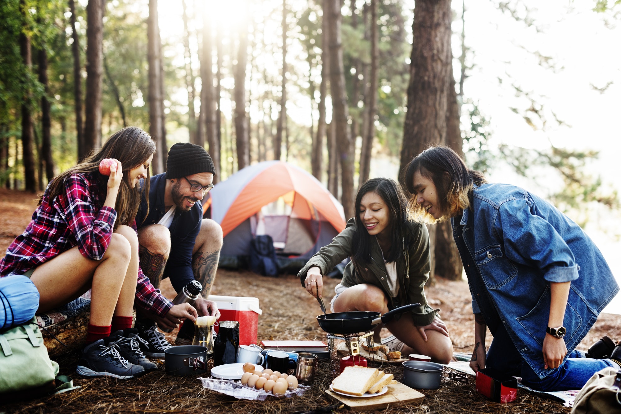 Breakfast Camping Eggs Relax Cooking Concept